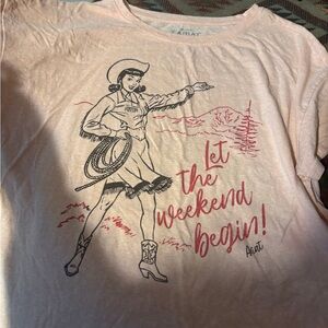 Ariat Peach Cowgirl Cropped T-Shirt Size Large